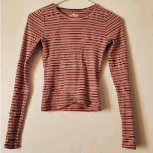 Striped long sleeve crop top